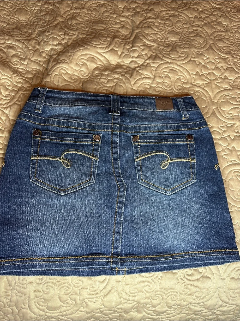 Justice Blue Denim Mini 14 Skirt with built in shorts Contrast Stitching‎